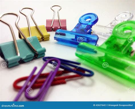 Colored Paper Clips Stock Photo Image Of Background 42627642