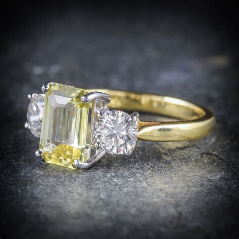 Yellow Sapphire Diamond Trilogy Ring 18ct Gold Engagement Ring