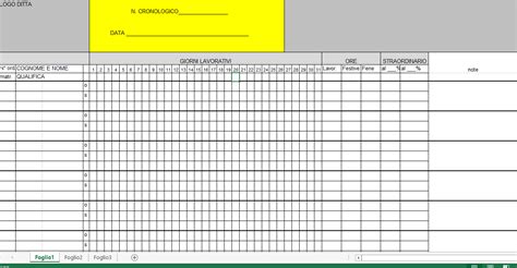 Tabella Del Modello Del Foglio Delle Presenze Per Gli