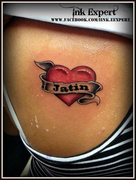 heart with jatin letter tattoo done by raj yadav at ink expert tattoo artist contact