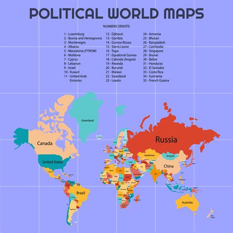 World Map Countries Wayne Baisey