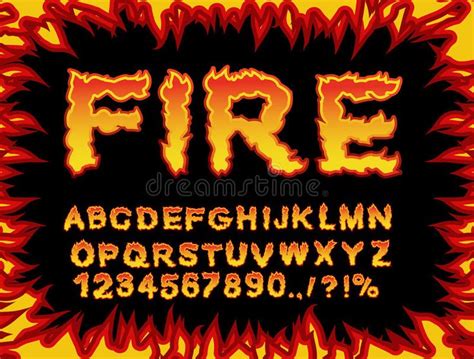 Photo About Fire Font Flame Alphabet Fiery Letters Burning Abc Hot