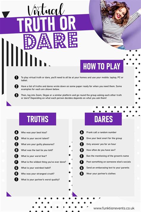 A Poster With The Words Virtual Truth Or Dare On It And An Image Of A Woman