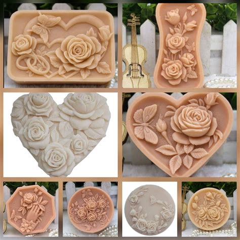 Handmade Rose Roses Heart Round Soap Making Silicone Designer Etsy