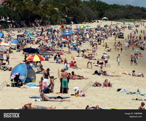 Crowded Beach Scene Image And Photo Free Trial Bigstock