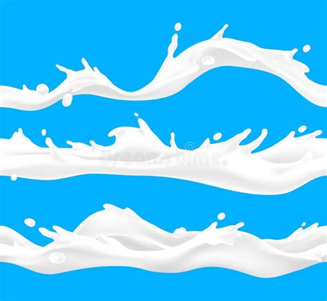 Milk Waves Realistic Liquid Yoghurt Splash And 3d Drips Isolated Milk
