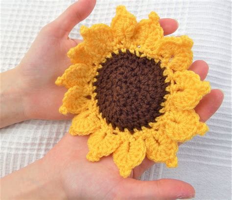 Crochet Sunflower Coaster Free Pattern Web Bring The Sunshine Inside