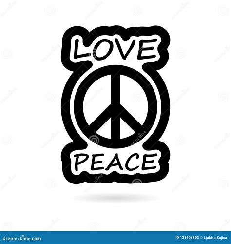 Black Love And Peace Hippie Style Design Icon Or Logo Stock Vector