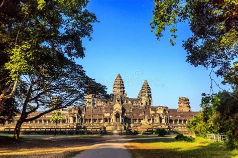Angkor Wat Temple At Morning Siem Reap Cambodia Stock Image Image