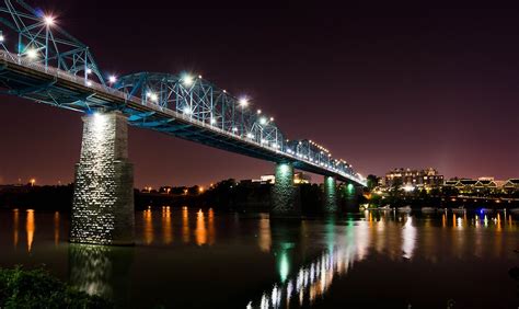Walnut Street Bridge At Night Chattanooga Tn By Brad Hopple Redbubble
