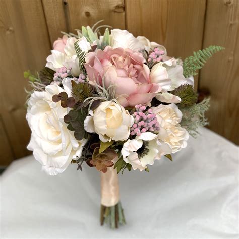 Each of our wedding bouquets is made with high quality, silk (artificial) flowers and elements. Abigail Artificial Rustic Blush Wedding Flower Bouquet ...