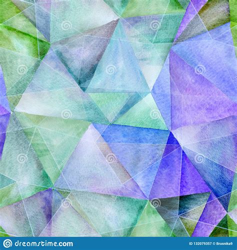 Seamless Watercolor Geometric Pattern In Blue Tones Stock Illustration