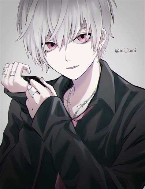 Anime Guy White Hair Suit Art Süßer Anime Junge