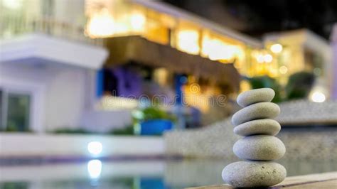 Spa Still Life With Water Lily Zen Stone Serenity Pool Stock Photo