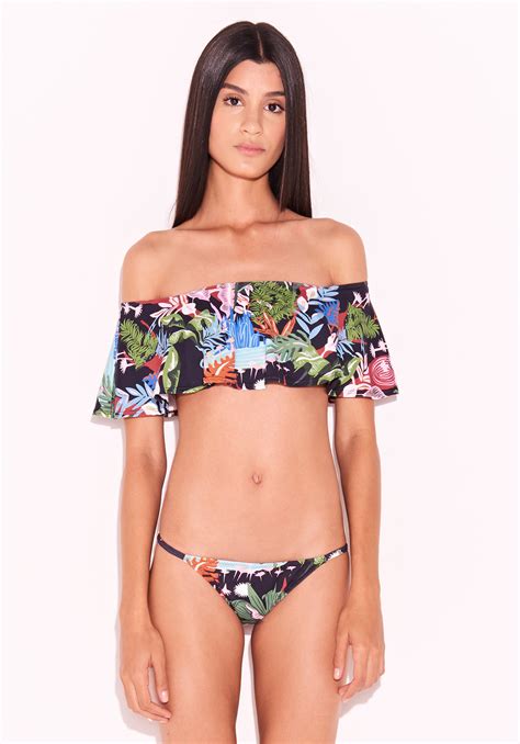 Two Piece Swimwear Colorful Floral Off Shoulder Bikini Bandeau Stela
