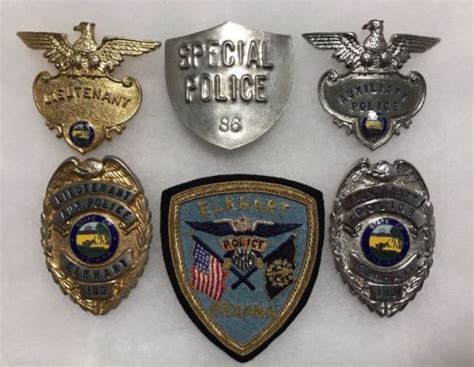Obsolete Lot Elkhart Indiana Police Badges And Custom Patch In