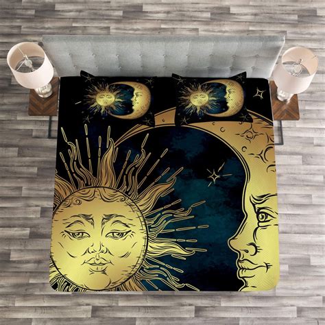 Ambesonne Psychedelic Bedspread Moon And Sun In Antique Style Lunar