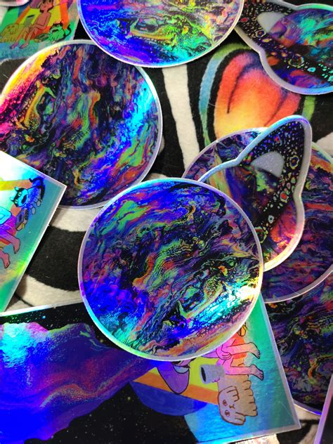 Galactic Drip Holographic Trippy Planet Sticker 3 Etsy