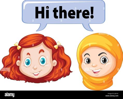 Two Girls Saying Hello Illustration Stock Vector Image And Art Alamy