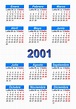 Calendario 2001 para imprimir y descargar PDF | abc-calendario.es