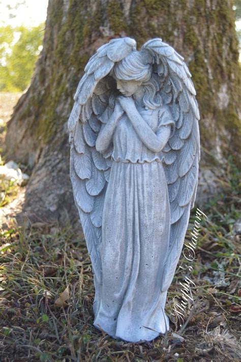 Solid Concrete Angel Statue Hand Painted Marble Finish Etsy Angel
