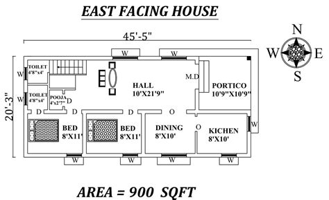 455 X203 The Perfect 2bhk East Facing House Plan As Per Vastu