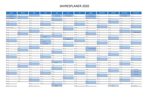 Feiertage und ferien eintragen und vorlage für 2021 ausdrucken und herunterladen. Excel Kalender 2020 Kostenlos