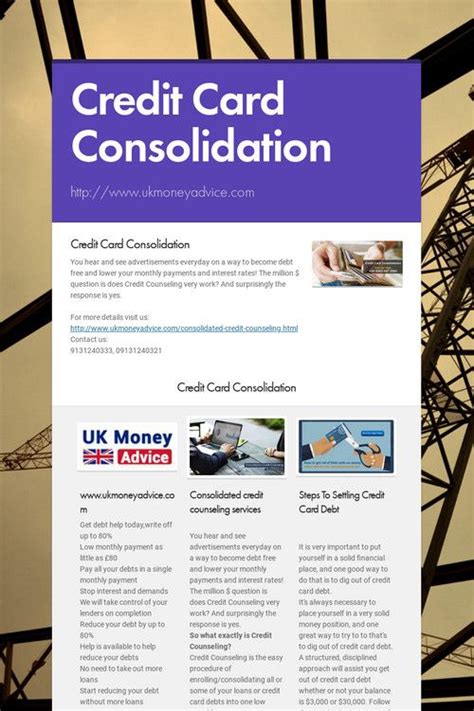 Jul 29, 2020 · in basic terms, credit card debt consolidation allows you to combine several credit card balances. Credit Card Consolidation (With images) | Credit card ...