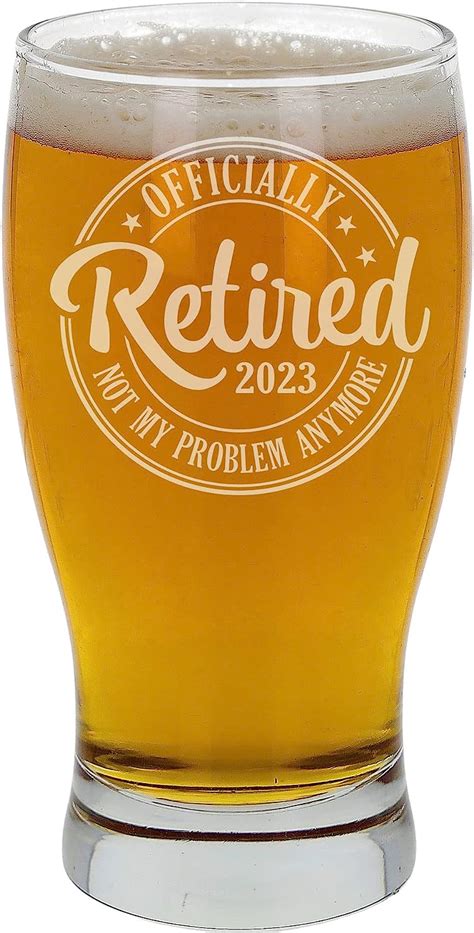 Officially Retired Engraved Retirement Beer Glass T Beer Pint Glass Funny Retirement T