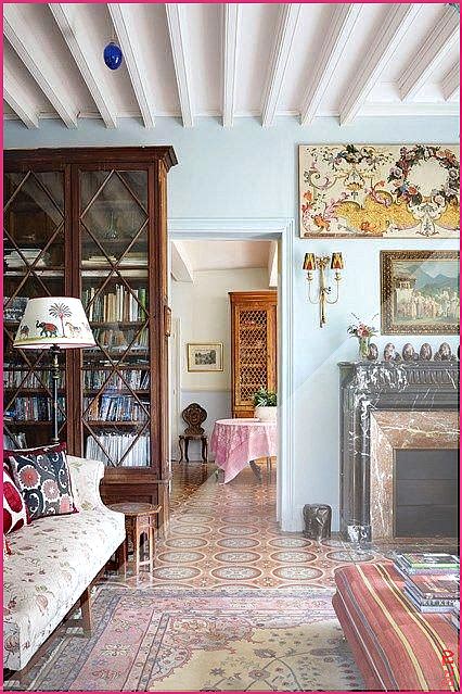 Eclectic Patterned Living Room In The Eighteenth Century French Country