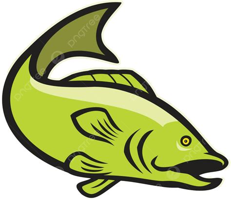 Largemouth Bass Jumping Cartoon Creature White Background Cartoon