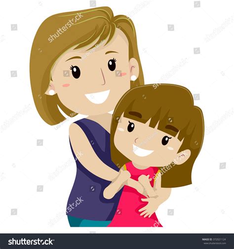 Vector Illustration Mother Hugging Her Daughter Stock Vector Royalty Free 372021124 Shutterstock