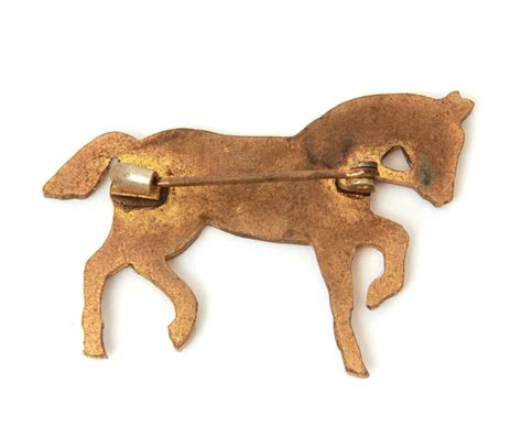 Antique Enamel Prancing Horse Pin Small Enameled Copper Etsy