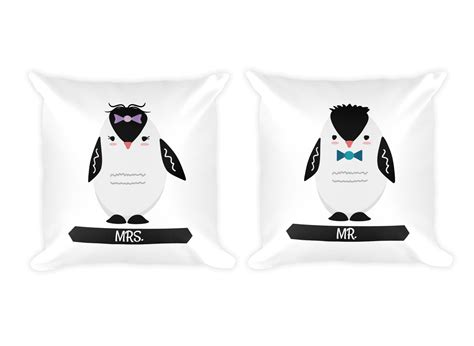 excited to share the latest addition to my etsy shop mr and mrs pillows penguin couple pillo