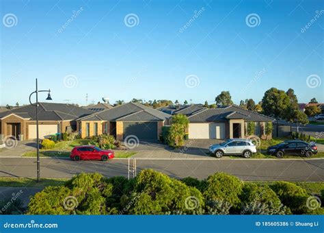 Elevated View Of Modern Suburban Homes In An Australian Suburb With