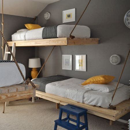 Photos and inspiration to build your own suspended bed. hanging loft bed DIY. My summer project | Hanging bedroom ...