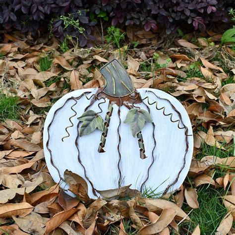 Metal Fall Pumpkin Decor Indoor Outdoor Standing Flat Pumpkin