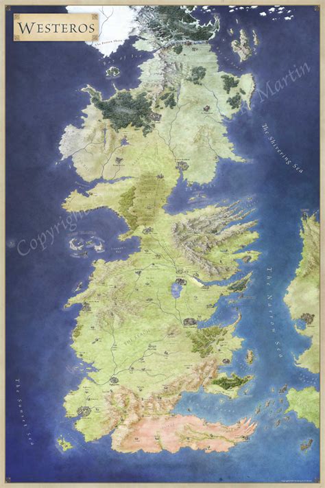 The Official Map Of Westeros Fantastic Maps