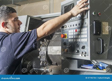 Operator Setup Cnc Turning Machine Stock Photo Image 47746736