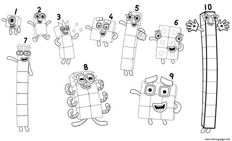 Number Blocks Numbers 1 To 10 Coloring Pages Printable