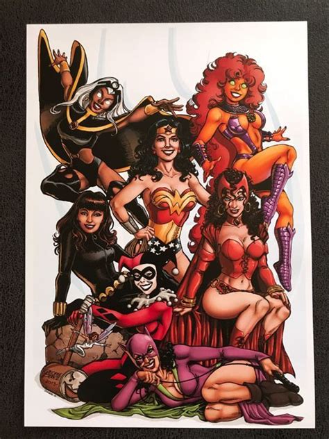 The Women Of Marvel And Dc Lithograph By George Perez Exclusive Print