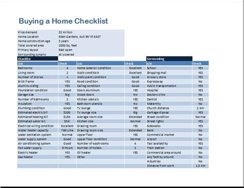 Home Buying Excel Template