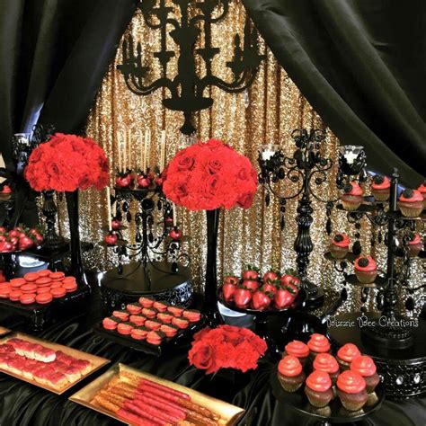 We only stock high quality products and strive to offer the highest level of service. Black gold and red | Red birthday party, Masquerade party ...