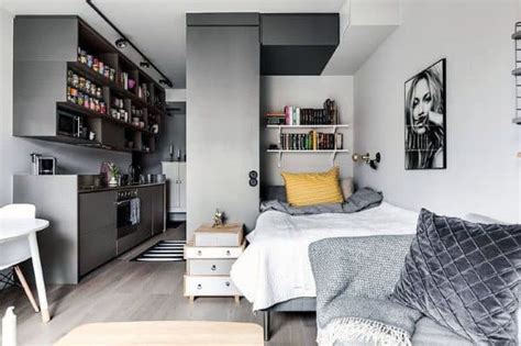 Grey and white studio apartment. Top 60 Best Studio Apartment Ideas - Small Space Designs