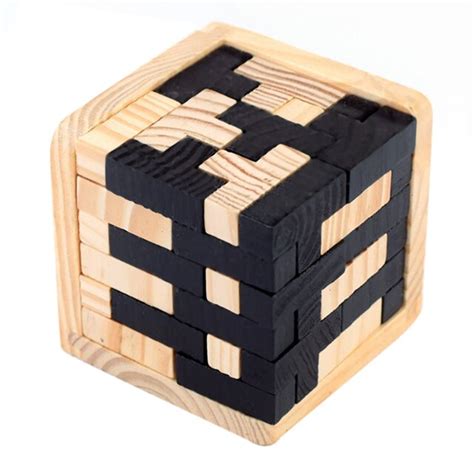 Hot Sale 3d Wooden Puzzles Brain Teaser 54 T Shaped Blocks Geometric