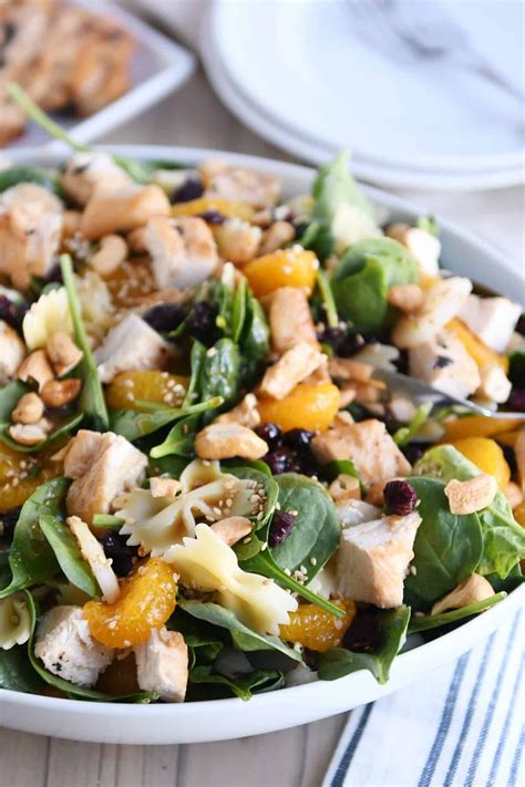 Lightly toss the dressing with the spinach pasta mixture until it is evenly coated and serve. Mandarin Spinach Bowtie Pasta Salad with Teriyaki Dressing ...