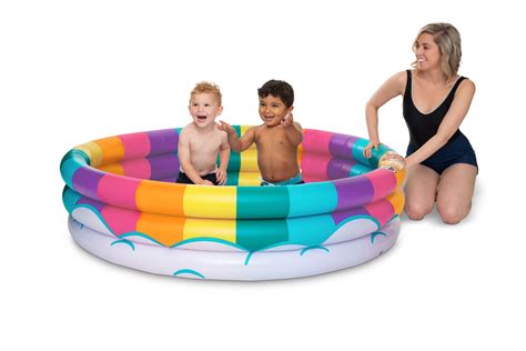 Bigmouth Inc Inflatable Rainbow Kiddie Pool Durable Plastic Baby Pool