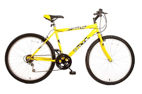 We researched the top options to help you find your perfect mountain bike. Titan 102-8118 Pioneer Men's All-Terrain Yellow Mountain Bike
