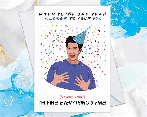 Ross Geller Friends Card Birthday Card For Friend Late 30s Etsy