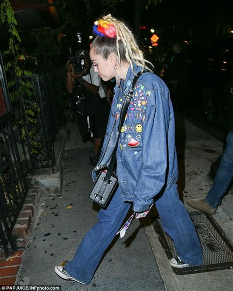 Miley Cyrus Wears Outrageous Double Denim Outfit In Nyc Daily Mail Online